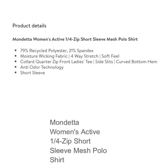 Mondetta Women's Size XXL Purplish Blue 1/4 Zip Short-Sleeve Mesh Polo Shirt NWT - Picture 2 of 6